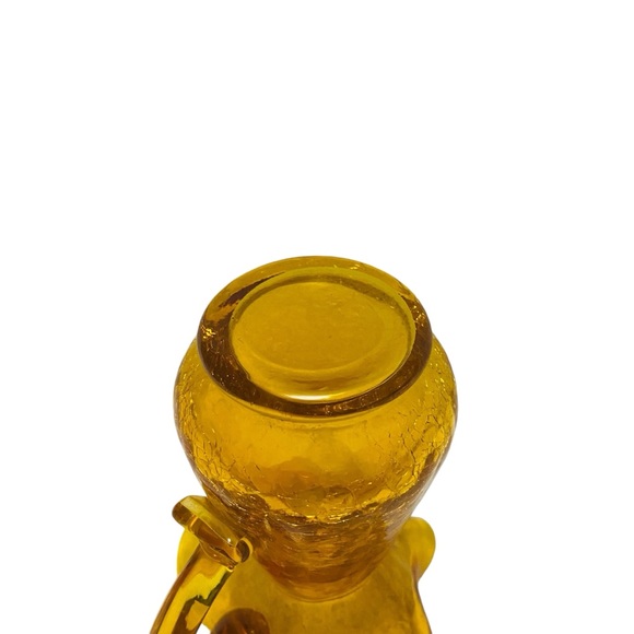 Vintage Kanawha Golden Amber Crackle Pitcher Hand Crafted Glass Ewer - Picture 7 of 12